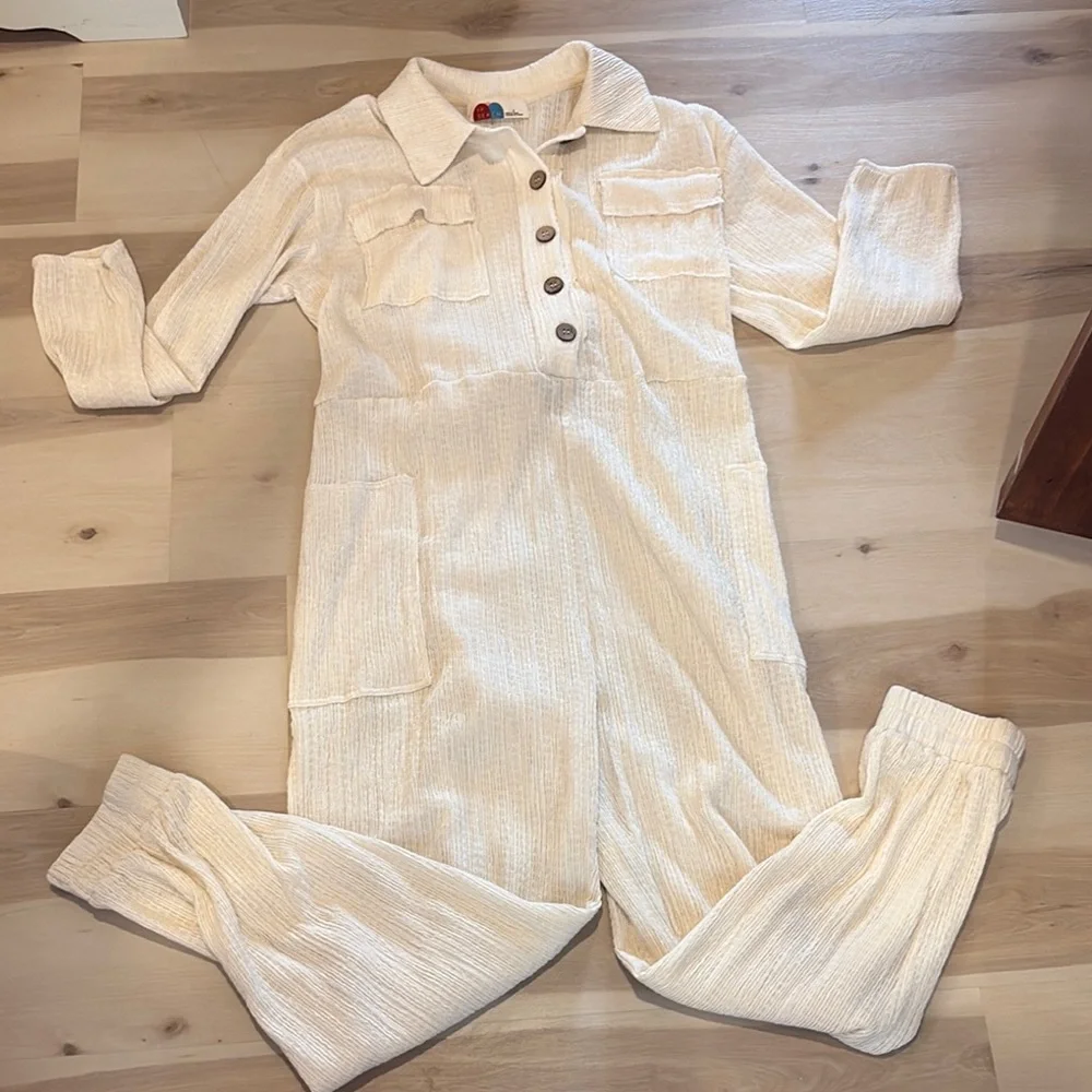 NWT Free People pants jumpsuit Cream Button-Up - Picture 3 of 7